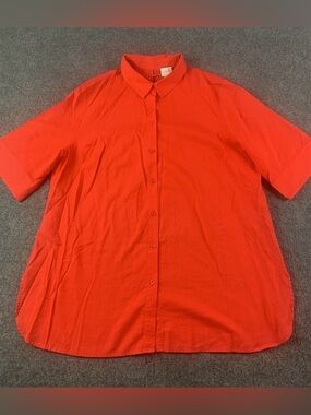 Chico’s Women’s 100% Cotton 1/2 Sleeve Tunic Blouse Size 3 Red